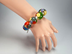 Jackie Brazil "Spots" Spotted Balls On Elastic Resin Bracelet ( B1470 )