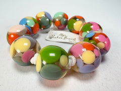 Jackie Brazil "Spots" Spotted Balls On Elastic Resin Bracelet ( B1470 )