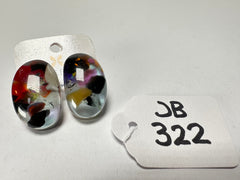 Jackie Brazil "Oval" Cascade Single Stone Pendant Stud Resin Earrings ( E3608 )