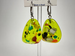 Jackie Brazil "Diamond" Light Green Mix Flinstone on Hook Resin Earrings ( E0700 )
