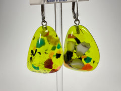 Jackie Brazil "Diamond" Light Green Mix Flinstone on Hook Resin Earrings ( E0700 )