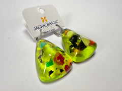 Jackie Brazil "Diamond" Light Green Mix Flinstone on Hook Resin Earrings ( E0700 )