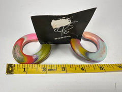 Jackie Brazil "Magda" Tropicalia Hoop On Stud Resin Earrings ( E2375 )