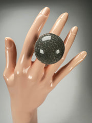 Jackie Brazil "Splendour" Large Ball Silver Flakes Ring ( R2500 ) Size UK - Q / US-8