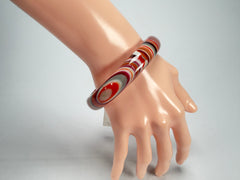 Jackie Brazil "Thin Cat Eye" Liquorice Allsorts with Cat Eye Orange Mix 1.3cm Resin Bangle ( B1151 )