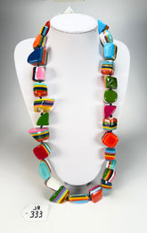 Jackie Brazil "Mix Colours" Large Stones Long 75cm Resin Necklace ( N0425 )
