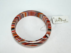 Jackie Brazil "Thin Cat Eye" Liquorice Allsorts with Cat Eye Orange Mix 1.3cm Resin Bangle ( B1151 )