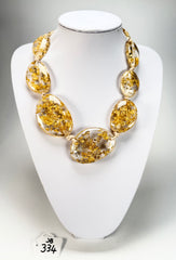 Jackie Brazil "Gold Flakes" Short Flat Riverstones 50cm Necklace ( N3616 )