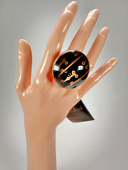 Jackie Brazil "Queen" Digital Oval Round Ring ( R3212 ) Size UK-Q / US-8