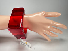 Jackie Brazil "Solid Square" Red Transparent 4cm Bangle ( B2056 )
