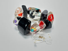 Jackie Brazil "Indiana" Black & Cascade Multi Bead Resin Bracelet ( B0210 )