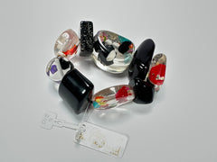 Jackie Brazil "Indiana" Black & Cascade Multi Bead Resin Bracelet ( B0210 )