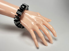 Jackie Brazil "Bar Code" Black & White Mix Squares Resin Bracelet ( B2201 )