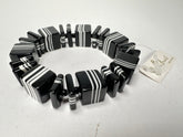 Jackie Brazil "Bar Code" Black & White Mix Squares Resin Bracelet ( B2201 )
