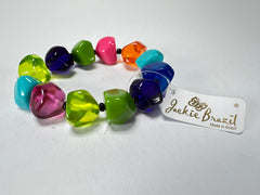 Jackie Brazil "Camille" Transparent Paris Mix Small Abstract Stones Resin Bracelet ( B0930 )