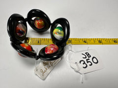 Jackie Brazil "Saturn" Black & Kandinsky Disc & Ball Elastic Bracelet ( B0052 )