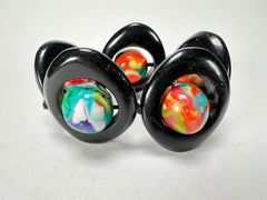 Jackie Brazil "Saturn" Black & Kandinsky Disc & Ball Elastic Bracelet ( B0052 )