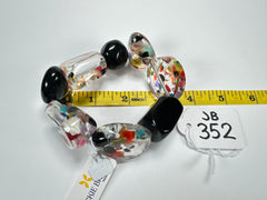 Jackie Brazil "Indiana" Black & Cascade Multi Bead Resin Bracelet ( B0210 )