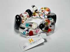 Jackie Brazil "Indiana" Black & Cascade Multi Bead Resin Bracelet ( B0210 )