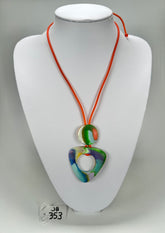 Jackie Brazil "Zabele" Kandinsky Tropicalia Resin Necklace on Rubber Cord ( N2360 )