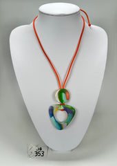 Jackie Brazil "Zabele" Kandinsky Tropicalia Resin Necklace on Rubber Cord ( N2360 )