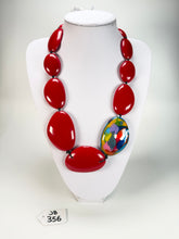 Jackie Brazil "Red Gloss & Kandinsky" Long Flat Riverstones 65cm Necklace ( N3700 )