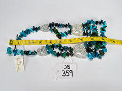Jackie Brazil "Orient Express" 3 Strand Small Bead Light Blue Mix Long Choker Necklace ( N3532 )