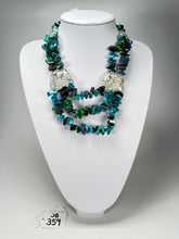 Jackie Brazil "Orient Express" 3 Strand Small Bead Light Blue Mix Long Choker Necklace ( N3532 )