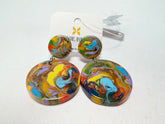 Jackie Brazil "Duo Stud" Kandinsky Disk On Pin Resin Earrings ( E0520 )