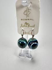 Jackie Brazil "Cat Eyes" Liquorice Balls Blue Mix Short Resin Earrings ( E0960 )