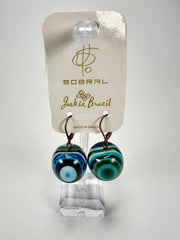 Jackie Brazil "Cat Eyes" Liquorice Balls Blue Mix Short Resin Earrings ( E0960 )