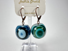 Jackie Brazil "Cat Eyes" Liquorice Balls Blue Mix Short Resin Earrings ( E0960 )