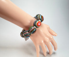 Jackie Brazil "Cat Eyes" Liquorice Allsorts Balls Spring Mix Resin Bracelet ( B0885 )