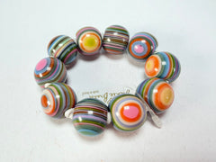 Jackie Brazil "Cat Eyes" Liquorice Allsorts Balls Spring Mix Resin Bracelet ( B0885 )