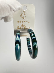 Jackie Brazil "Hoops" Liquorice Blue Mix Resin Earrings ( E2215 )
