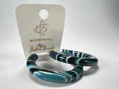 Jackie Brazil "Hoops" Liquorice Blue Mix Resin Earrings ( E2215 )