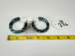 Jackie Brazil "Hoops" Liquorice Blue Mix Resin Earrings ( E2215 )