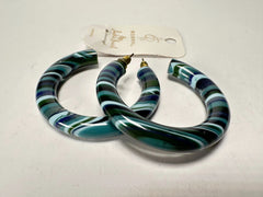 Jackie Brazil "Hoops" Liquorice Blue Mix Resin Earrings ( E2215 )
