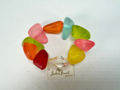 Jackie Brazil "Diamonds" Transparent Summer Frost Flintstone Bone Bracelet ( B0211 )