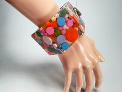 Jackie Brazil "Sabrina" Spots Hexagonal Elasticated 5cm Bracelet ( B2522 )