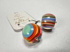 Jackie Brazil "Cat Eyes" Liquorice Balls Spring Mix Short Resin Earrings ( E0960 )