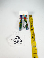Jackie Brazil "Crown" Kandinsky Mix Thin Rectangle Resin Earrings ( E2335 )
