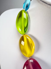 Jackie Brazil "Transparent" Summer Mix Short Flat Riverstones 50cm Necklace ( N3616 )