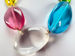 Jackie Brazil "Transparent" Summer Mix Short Flat Riverstones 50cm Necklace ( N3616 )