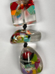 Jackie Brazil "Indiana" Black & Cascade Multi-Bead Medium Resin 70cm Necklace ( N0033 )