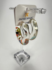 Jackie Brazil "Lucia" Cascade Thick Half Hoop On Pin Resin Earrings ( E0035 )