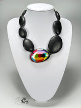 Jackie Brazil "Black Matt & Kandinsky Stone" Short Flat Riverstones 50cm Necklace ( N3616 )