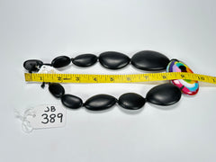 Jackie Brazil "Black Matt & Kandinsky Stone" Short Flat Riverstones 50cm Necklace ( N3616 )