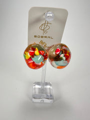 Jackie Brazil "Moda" Cascade Abstract Clip On Resin Earrings ( E2962 )