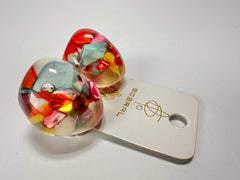 Jackie Brazil "Moda" Cascade Abstract Clip On Resin Earrings ( E2962 )